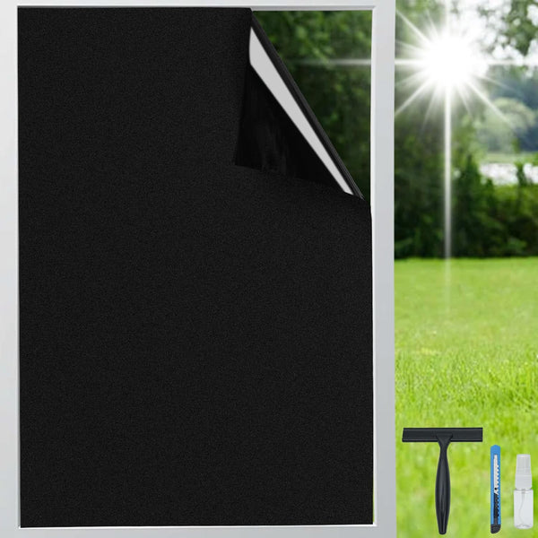 Window Film 17.5" x 78.7" Blackout for Ultimate Privacy and Sun Blocking, Removable Static Cling Film for Home, RVs