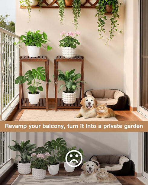 2 Plant Stand Indoor,Wooden Tier Plant Stands,Corner Square Plant Shelf,Rustic Flower Stand Tall Plant Holder