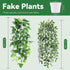 2Pcs Der Rose Fake Plants Artificial Potted Faux Hanging Ivy Vines Plants Indoor for Home Bathroom Shelf Wall Bookshelf