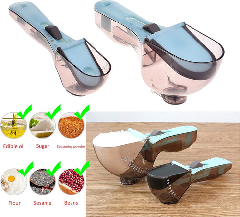 Kare & Kind Adjustable Measuring Cups/Spoons - Large and Small, Imperial and Metric, Space Saving Kitchen Tool for