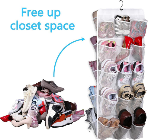 30 Closet MISSLO Large Pockets Dual Sided Hanging Baby Shoe Organizer for with Rotating Hanger Hanging Shoe Shelves