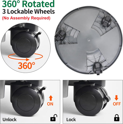 1 11 inch Pc Plant Caddy with Lockable Wheels, Drainage & Self-watering Design, Movable Wheeled Round Planter Stand