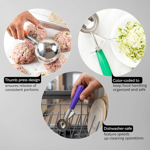 8 1 Restaurantware Met Lux Ounce Portion Scoop Durable Disher Scoop - Thumb Trigger Orange Stainless Steel Ice cream