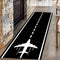 Kuluoits Runway Track Aircraft Runner Rug,2x6ft, Black White Long Runner Rugs Aviation Airport