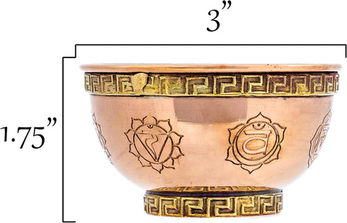 7 Chakras Copper Offering Bowl - Altar Use, Ritual Offerings, Home Decor, Meditation Accessories, Incense Holder