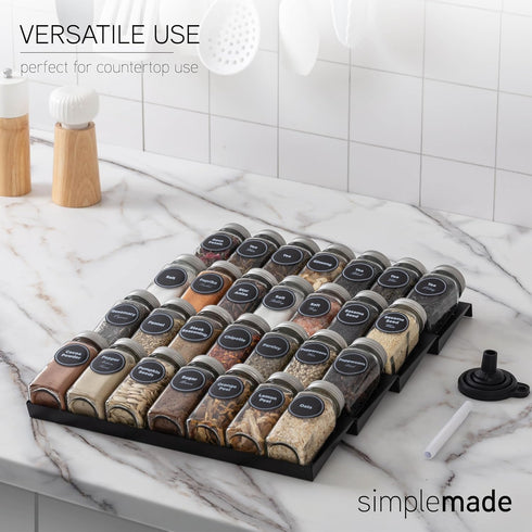 4 28 13" 17.5" SIMPLEMADE-Spice Drawer Organizer, Spice Rack Drawer for Kitchen, Tier Black Drawer Spice Organizer
