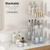 Delamu 2 Sets of 2-Tier Clear Under Sink Organizers, Multi-Purpose Stackable Bathroom Cabinet Storage
