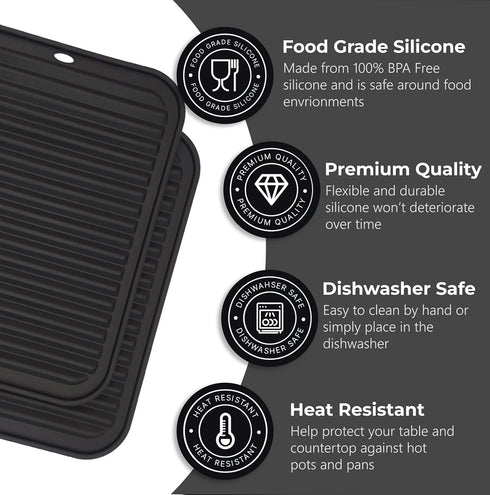 Silicone Trivets for Hot Pots and Pans (2 Pack) - Multipurpose Silicone Trivets for Hot Dishes and Hot Pot Holders (9 x 12 inch) - Silicone Heat Resistant Mats for Kitchen by Linda's Essentials by Linda's Essentials