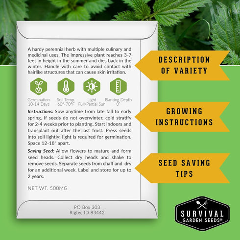 Common (1 Pack) Stinging Nettle Seeds for Planting - Urtica Dioica Medicinal Herb & Edible Perennial - Nettle for Tea