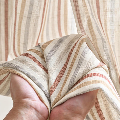 jinchan Grommet 2 63 inch Colorful Linen Curtains for Nursery Living Room Multi Red on Beige Striped Curtains