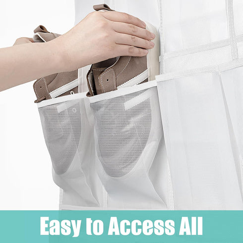 Tiblue 35 Mesh Pockets Over The Door Shoe Organizer, Hanging Shoe Rack for Closet Entryway Bedroom