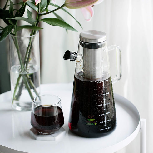 BTaT Cold Brew Coffee Maker, Iced Coffee Maker, 2 Liter, 64 oz, Cold Brew System, Tea Pitcher, Coffee Accessories