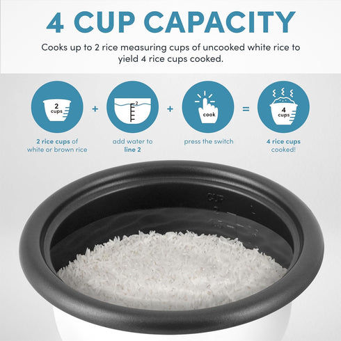 Aroma Housewares Rice & Grain Cooker - 4-Cups (Cooked) / 1Qt. (ARC-302NG), White