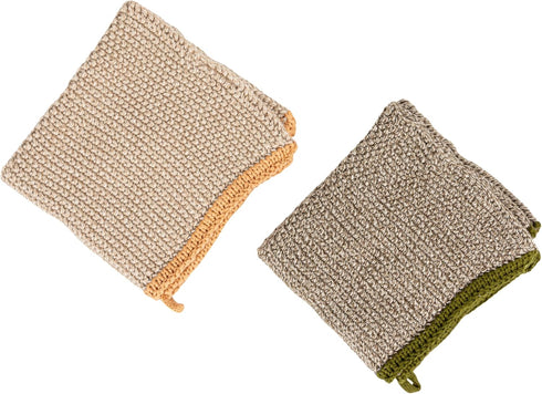 Creative Co-Op Square Cotton Knit Dish Cloth, Set of 2, Multi (DF3785)