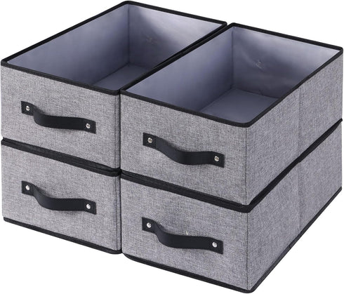 Clothing Storage Bins, 16.1 × 9.8 × 6.5 inches Closet Bin with Handles, Foldable Fabric Containers for Organizing