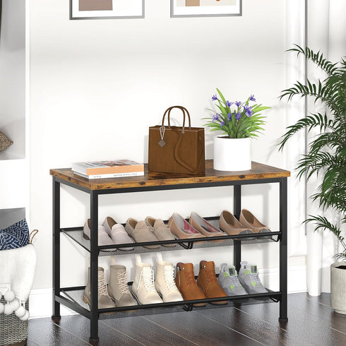 3-Tier accommodate 10-12 Shoe Rack for Entryway, Metal Shoe Rack with Storage Shelves and Spacious Top, Adjustable, It