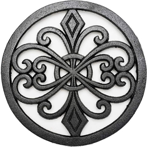 Sungmor Heavy Duty Cast Iron Round Metal Trivet, Rustproof Black Racks for Hot Pans or Teapot Kitchen Decor
