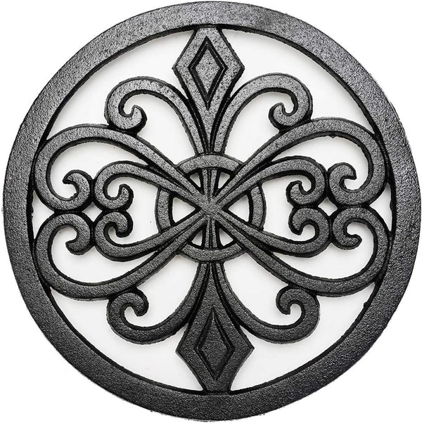 Sungmor Heavy Duty Cast Iron Round Metal Trivet, Rustproof Black Racks for Hot Pans or Teapot Kitchen Decor