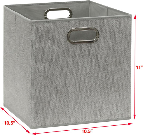 Simple Houseware 6 Pack Printing Fabric Cube Storage Bin with Handle - Gray