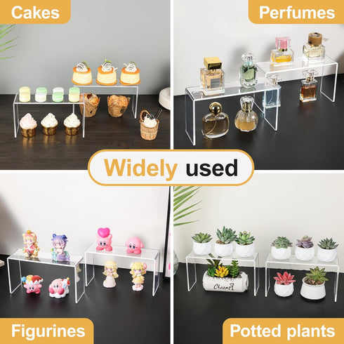 4 Pack (9.2 3 5 inches) Aminigram Acrylic Risers Display Stands, Display Stands for Collectibles, Clear Acrylic Shelf