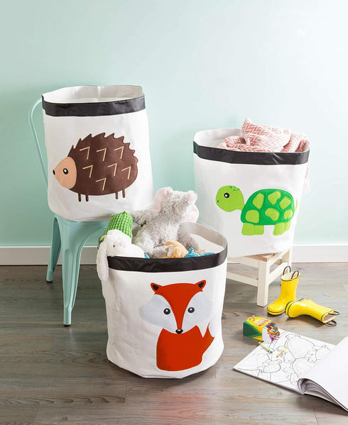 Collapsible Storage Bin Basket for Bedroom, Nursery, Playroom, 17x18" Diameter - Hedgehog