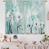 Farmhouse Flower Kitchen Curtains, Teal Rustic Daisy Floral Short Cafe Window Drapes, Vintage Turquoise Rod Pocket