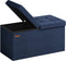 SONGMICS Foldable Storage Ottoman, 15 x 30 x 15 Inches, Midnight Blue, 660 lb Load Capacity