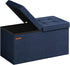 SONGMICS Foldable Storage Ottoman, 15 x 30 x 15 Inches, Midnight Blue, 660 lb Load Capacity
