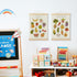 Set 2, 12x16 Inches BCUANGD Fruits Vegetables Wall Decor - Toddlers Kids Preschool Poster Hanger with Wood Frames