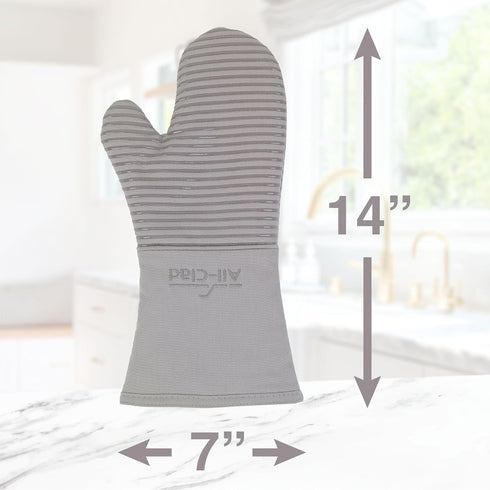 All-Clad Premium Silicone Oven Mitt, 14"x7", Heat Resistant to 500 Degrees, 100% Cotton & Silicone, Titanium Gray