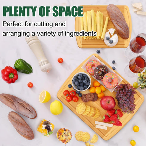 Kitchen,14.5x11.5" Homaxy Large Bamboo Cutting Boards for Wood L Cutting Board with Juice Groove, Wooden Butcher Block