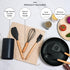 Kitchen Utensil Set, 13 pcs Non-Stick Silicone Cooking Utensils Spatula Set with Ceramic Holder, Black Holder