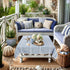 36''x36'', Summer Small Blue Square Tablecloth Spring Dusty Blue and White Linen Coffee Table Cover, Boho Nightstand
