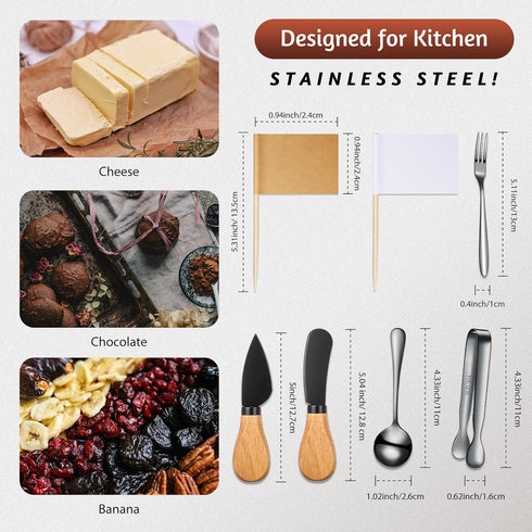 20 Pieces Charcuterie Board Accessories Spreader Knife Set Cheese Butter Spreader Knife Charcuterie Utensils with Wooden Handles Mini Serving Tongs Spoons Forks for party Wedding Christmas (Black) by Patelai