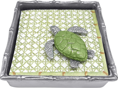 MARIPOSA Green SEA Turtle Napkin Weight | Brillante | Handmade in Mexico | Recycled SANDCAST Aluminum