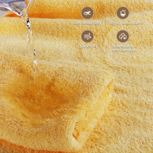 4 Set 100% 55 27 Inch, SEMAXE Piece Yellow Bath Towel for Bathroom, Cotton Bath Towels with Hanging Loop, x Soft