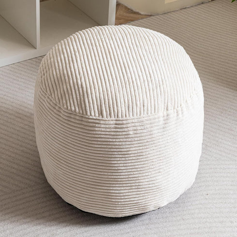 26 18 HIGOGOGO Round Stuffed Pouf Ottoman, Corduroy Poufs with Foam Chunk Filling, Corduroy Pouf Foot Stool Storage