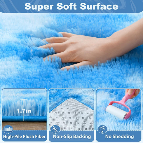 5x8 EVOIONOS Area Rug for Living Room Bedroom, Washable Fluffy Shag Large Rug, Soft Plush Non Slip Carpet for Indoor