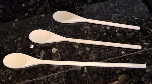 3 Piece Long Handle Wooden Mixing Spoon Set, 10", 12" and 14" Long (1 Set)