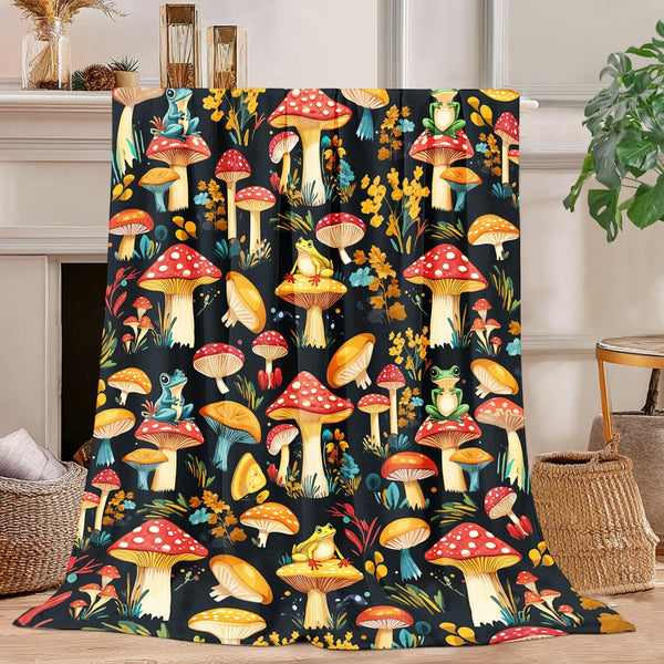 Knerova Mushroom Blanket Mushroom Decor Cozy Animal Throw Super Soft Plush Flannel Fleece
