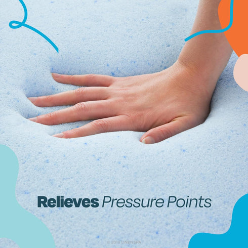 LINENSPA 2 Inch Memory Foam Mattress Topper, Gel Infused Plush Feel, Cooling and Pressure Relieving, Twin XL