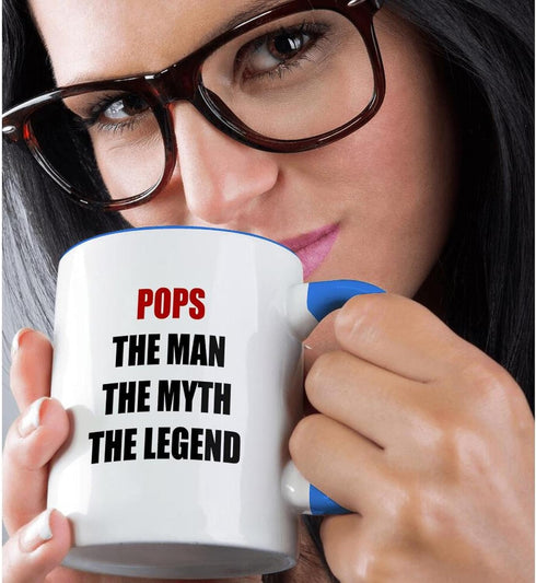 3dRose Pops The Man The Myth The Legend Mug, Blue, 11 oz