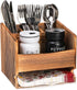 yarlung Wooden Utensil Caddy - Flatware Holder with 5 Compartments, Kitchen Silverware Organizer for Party, Dining