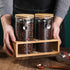 Glass Coffee Storage Container with Bamboo Shelf, 2PCS 49oz Airtight Sealed Jar with Clamp Lid & Spoon