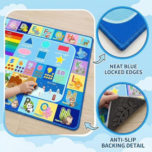 2.5x4 Kids Rug for Playroom Bedroom, Feet Educational ABC Area Rug for Classroom Nursery, Non-Slip Alphabet Learning