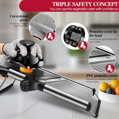 Masthome Mandoline Food Slicer Adjustable Thickness for Cheese Fruits Vegetables Stainless Steel Food Cutter Slicer