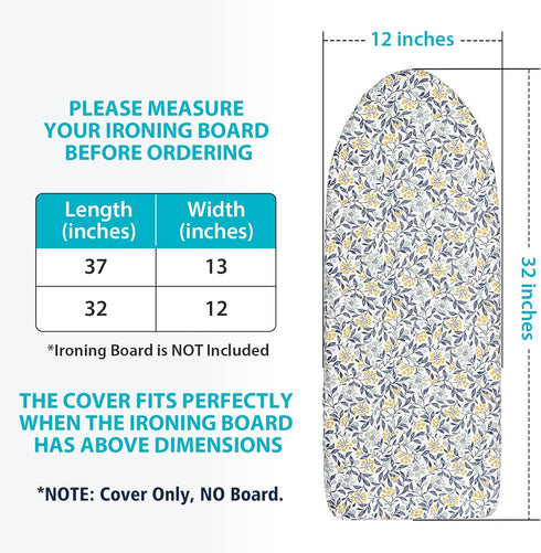 Table Top Ironing Board Cover, 12 x 32 inch, 3 Layers Small Cover with Heat Reflective Padding (Flora)