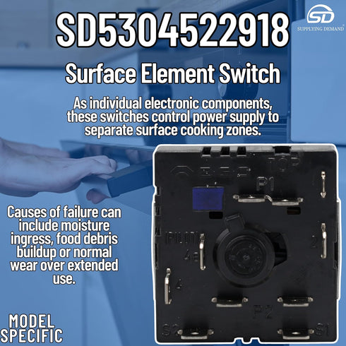 Supplying Demand 5304522918 Range Surface Element Infinite Control Switch, Replaces AP6983743, PS12746358