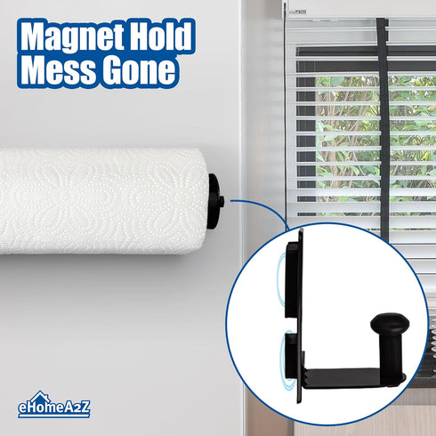 EHOMEA2Z 1) Magnetic Paper Towel Holder Heavy Duty Steel Refrigerator Kitchen Fridge Bar Grill BBQ RV (Black