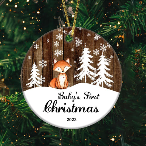 JUPPE Baby Show Gift - Baby's First Christmas Ornament 2024, Cute Baby Fox Ornament Decoration Gifts for Newborn Babies